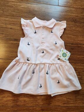 Little Me Girls Collared Embroidered Sailboat Tennis Dress Pink 12 Months